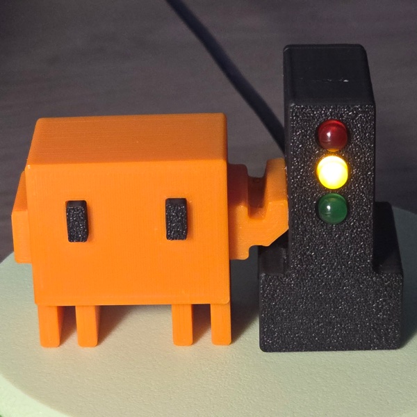 The lamp with the yellow LED lit